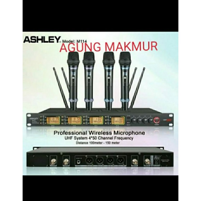 Mic wireless ASHLEY M114 4channel Handle pegang pegang