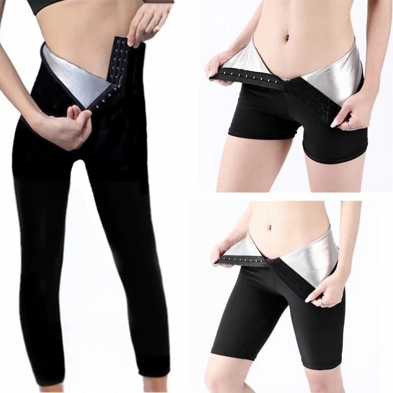 Celana Korset Sauna Pembakar Lemak Silver Membakar Fat Burner Kancing Kait Hot Shapers Legging