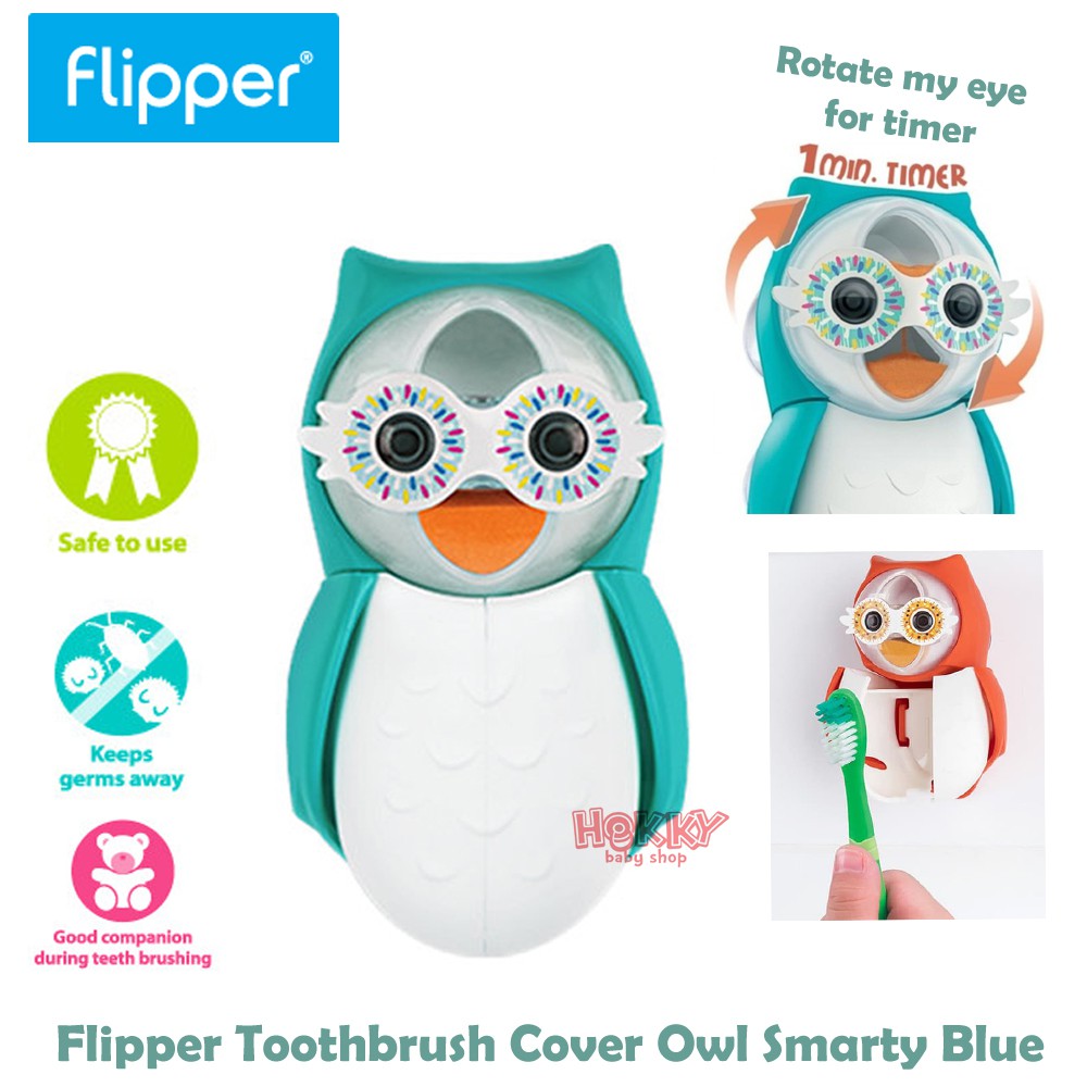 Flipper Owl Smarty Blue Tempat Sikat Gigi Lucu Bentuk Burung Hantu