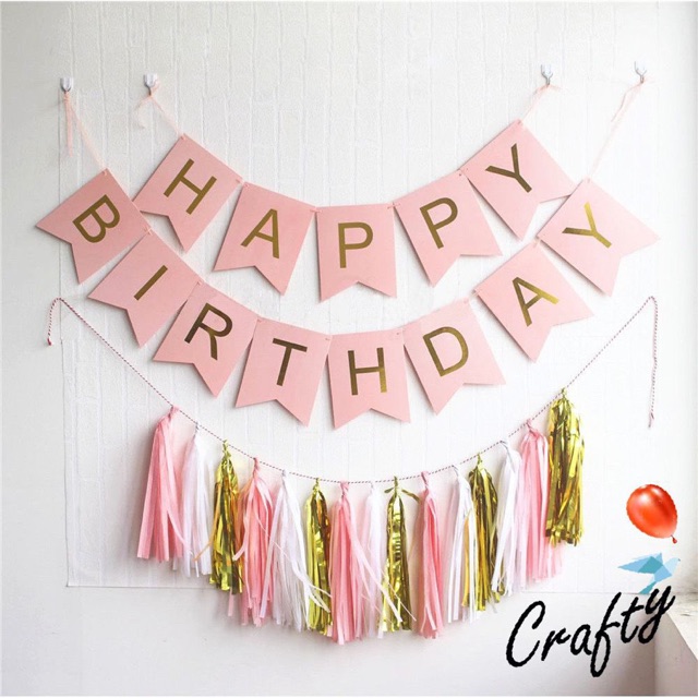 [MINI SET] BIRTHDAY Paket FANCY PINK TASSEL Dekorasi Backdrop Ulangtahun