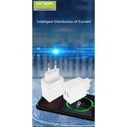 ONDA U30 Charger Set Kabel Type C Dan Adaptor 2.4 Ampere Fast Charging Plus 2 Output Bisa C