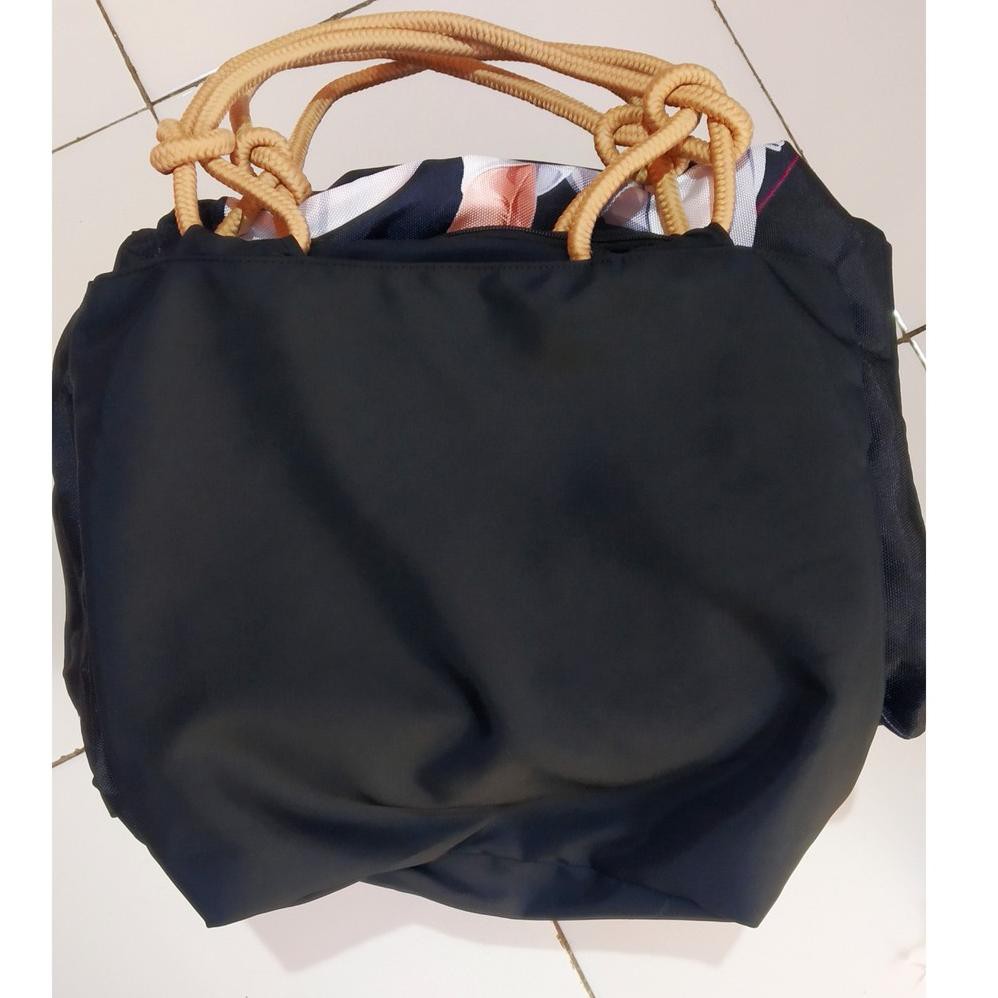Ls2Code Tas Kanvas ToteBag Tali Sumbu Kanvas Wanita Tote Bag Sumbu Canvas Tas Sumbu Hijab Motif Prin