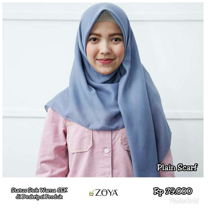 Hijab Kerudung Segi Empat PLAIN Scarf ZOYA Original