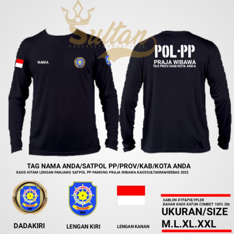 KAOS SATPOL PP/BAJU SATPOL PP PRAJAWIBAWA//SERAGAM HITAM SATPOL PP