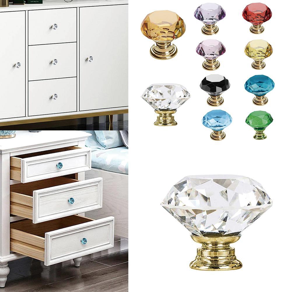 Drawer Wardrobe Pulls Crystal Glass Knobs Diamond Pull Handle Door