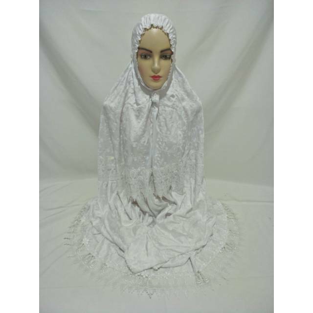 Promo Mukena bordir sutra jepang renda putih mukena mewah mukena mahar murah wanita