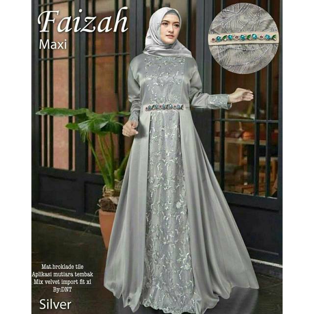 GAMIS SYAR'I ASDF MUSLIM FAIZAH MAXI BRUKAT TILLE MUTIARA MEWAH MODERN