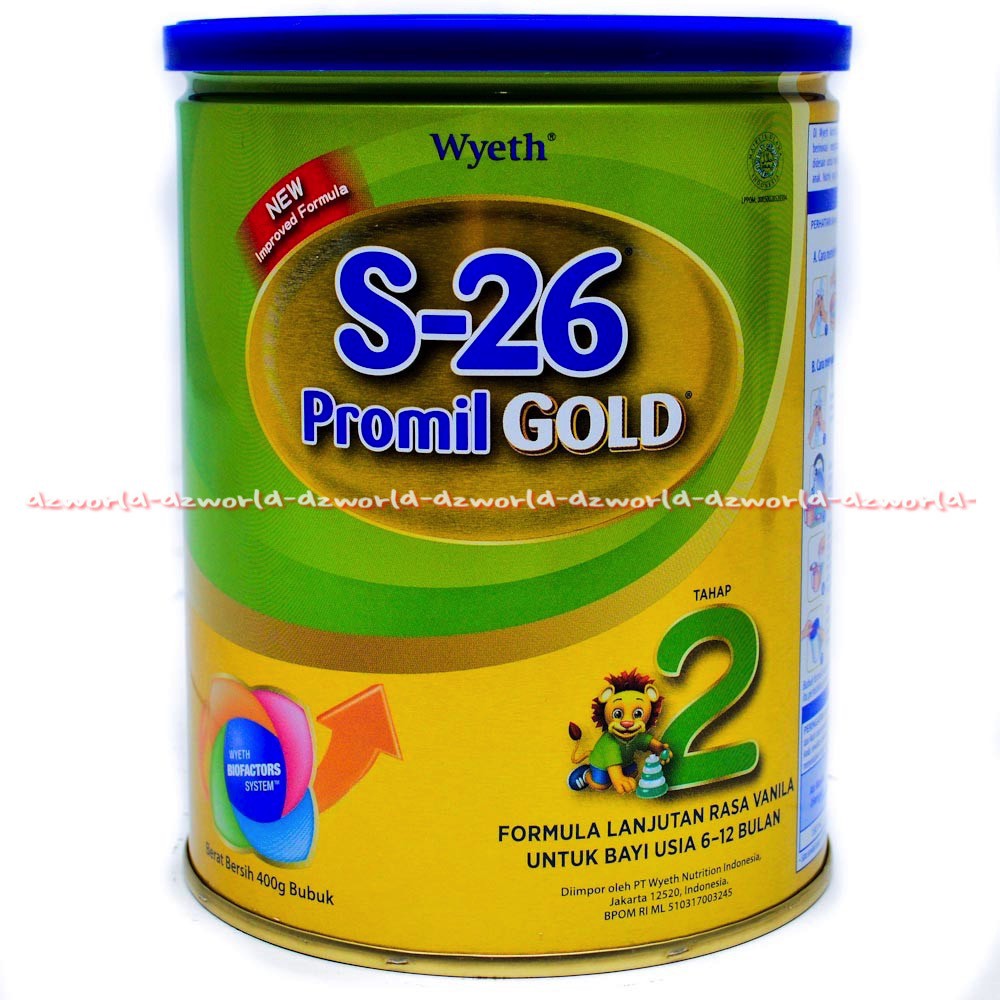 S-26 Promil Gold Tahap 2  Isi 400gr Susu Formula Untuk usia Bayi 6-12 Bulan Kemasan Kaleng