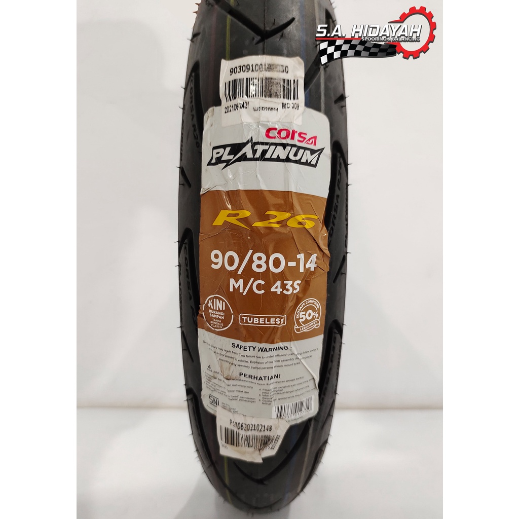 BAN LUAR CORSA R26 90/80-14 80/80-14 100/80-14 TUBELESS CORSA R26 Ban matic Vario beat Mio Scoopy fi