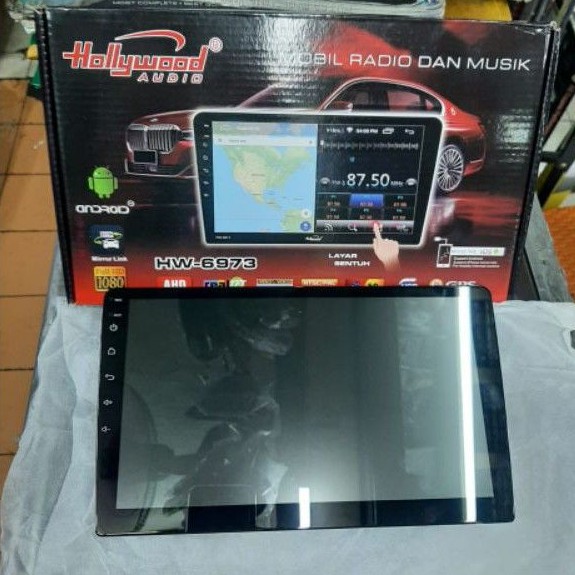 head unit android 10 inch hollywood HW 6973 ram 2gb