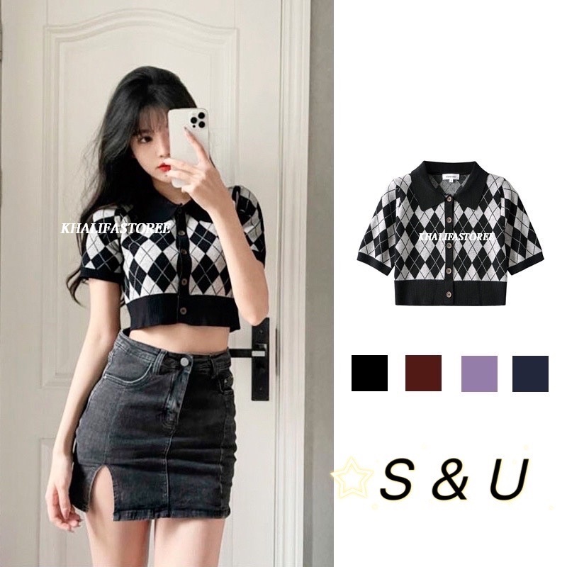 CROP TOP/Sweater crop /Sullivan Sweater Argyle / sweater ootd sullivan lilac tebal halus