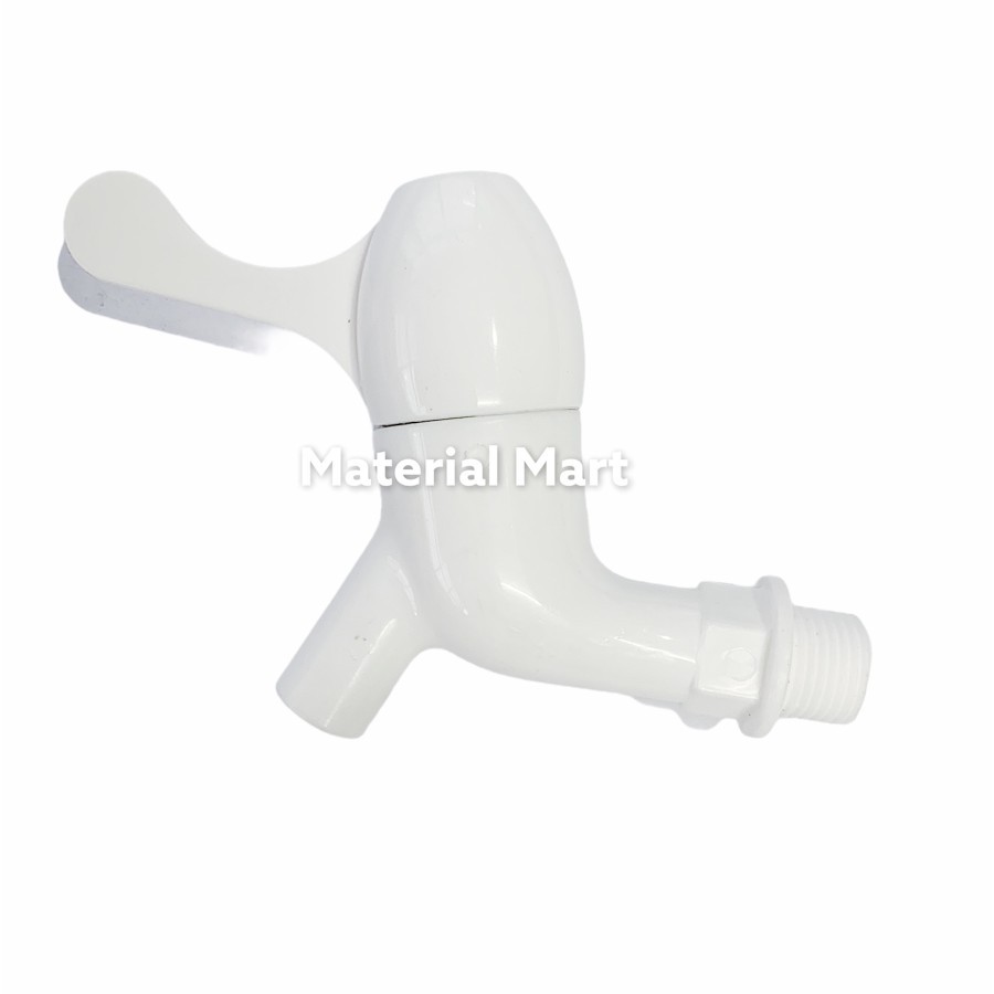 Keran Air PVC 1/2 Inch Engkol | Kran Tembok Plastik 3/4 Inch Papan | Material Mart