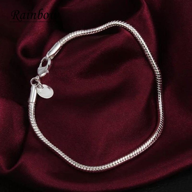 Ladies Silver Plated Thin Shiny Bracelet Ladies Shiny Simple Bracelet Jewelry