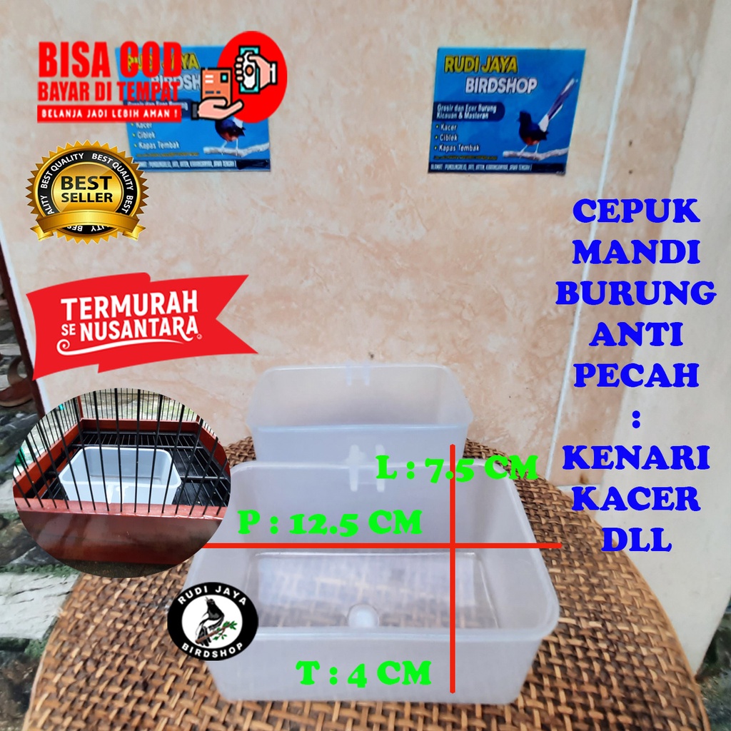 CEPUK MANDI BURUNG KOTAK LENTUR PLASTIK ANTI PECAH MANDI BURUNG LOVEBIRD MURAI KACER KENARI