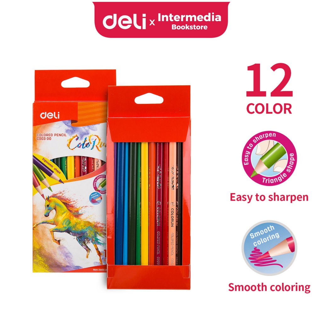 

Deli EC00300 Colored Pencil 12 Colour / Pensil warna anak-anak 12 Warna