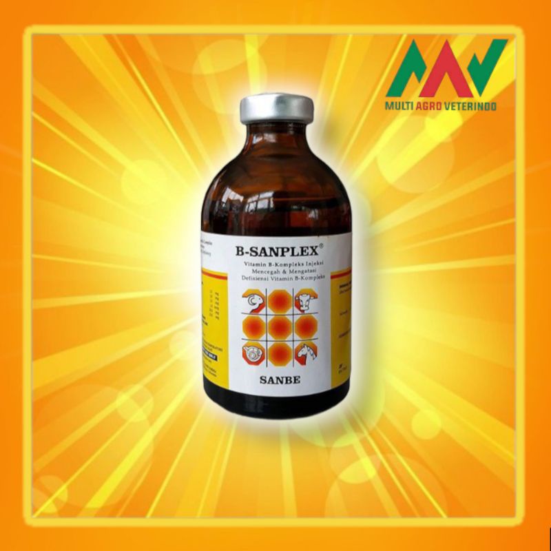 B SANPLEX INJEKSI 50 ML 100 ML vitamin B kompleks pada hewan