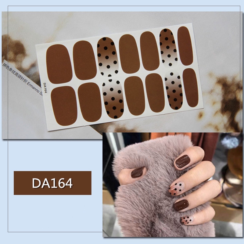 Da161-180 14pcs/lembar Stiker Kuku Palsu 3d Warna Bronze Untuk Nail Art Diy