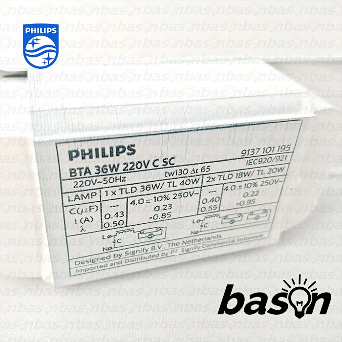 PHILIPS BTA 36W 220V C SC / DI - Ballast / Trafo lampu TL