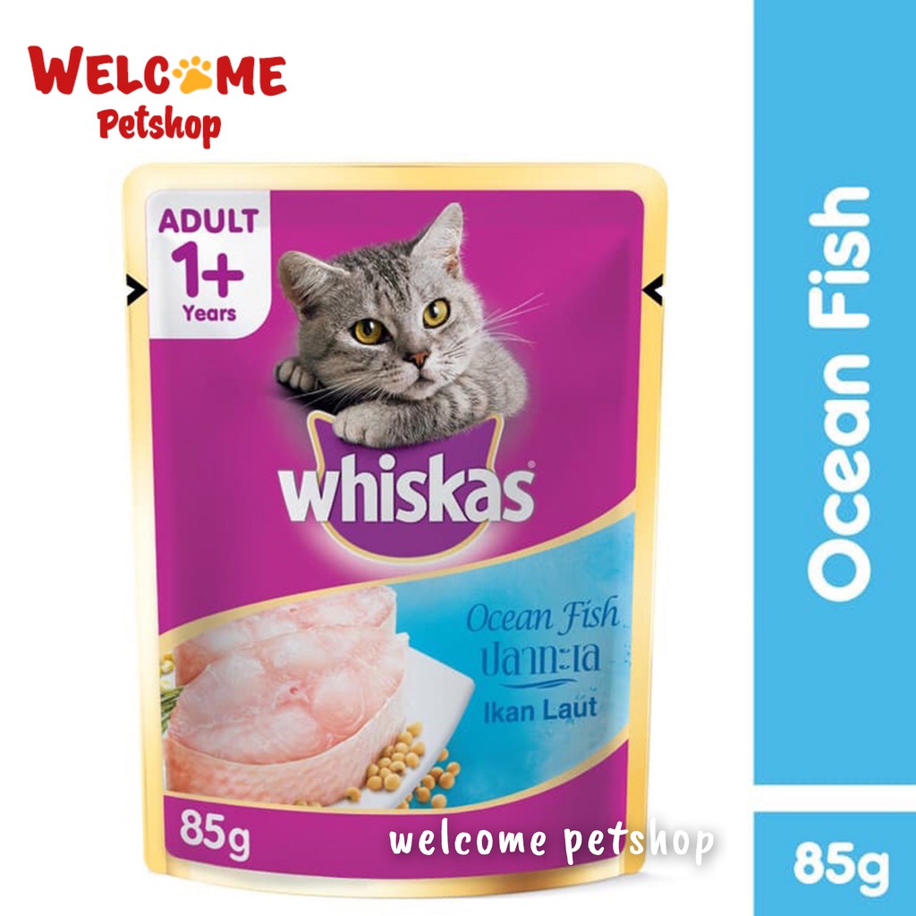 WHISKAS POUCH 85GR OCEAN FISH - Makanan Kucing Basah