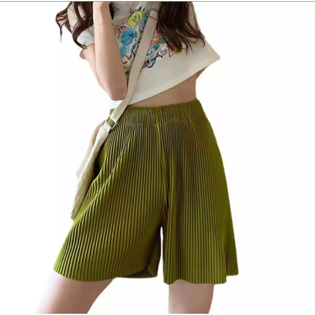 Hotpants Plisket Bahan Hyget/Hotpants Santai/Hotpants Wanita Plisket/Hotpants Daily