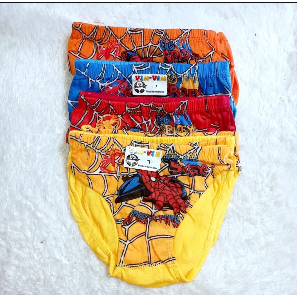 PAKET HEMAT 6 PCS CELANA DALAM ANAK LAKI-LAKI KARAKTER SPIDERMAN USIA 2-7 TAHUN/CELANA DALAM ANAK C0WOK SPIDERMAN/BAHAN KATUN STRETCH