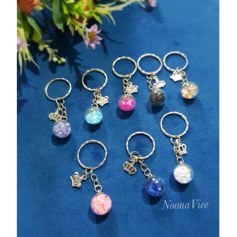 Keyring / Gantungan Kunci Bola Kristal Enamel King / Queen