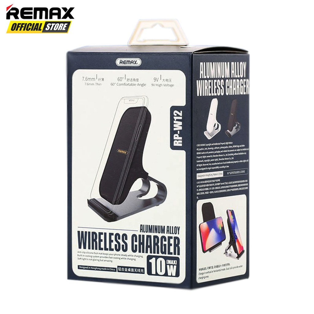 Remax RP-W12 Phone Stand with Wireless Charger Garansi Resmi / Phone Holder / Dudukan HP