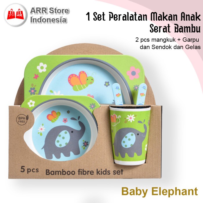 Tempat Makan Bayi Gift Babiesfirst Bamboo Feeding Set Tempat Alat Makan Anak Elephant