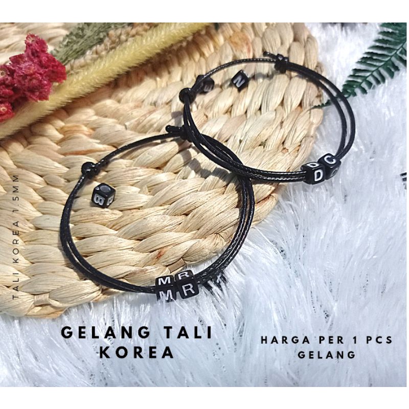 Gelang Inisial Nama Gelang Couple Tali Korea (Anti air) Gelang Couple  2 Inisial Nama