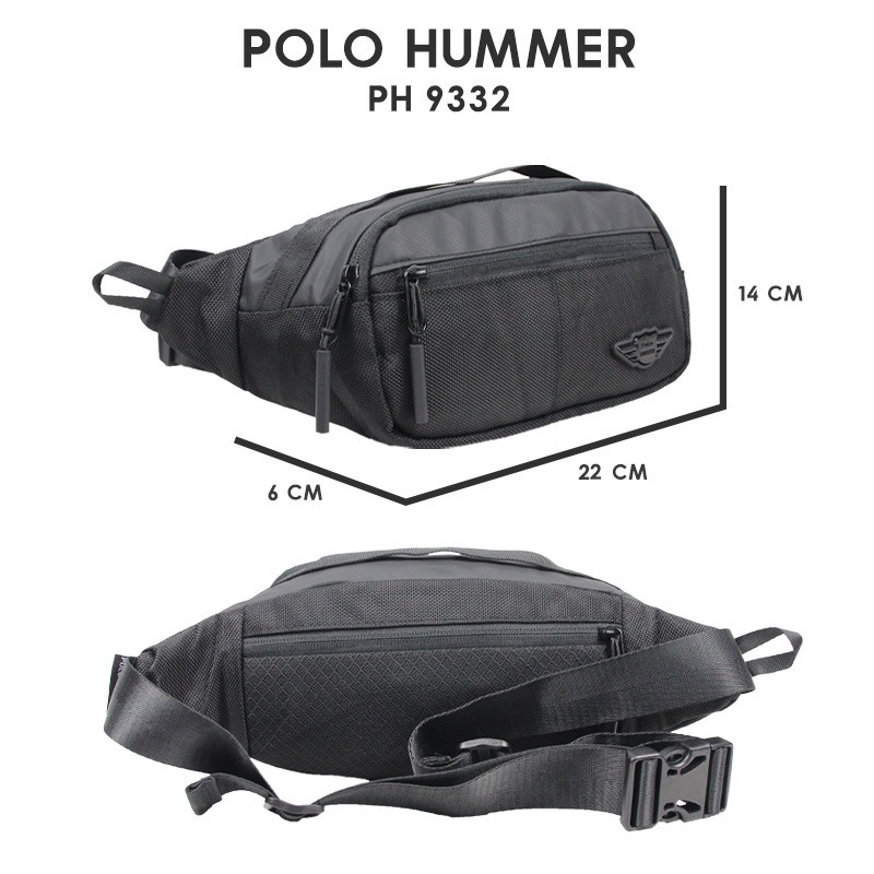 [KLIKTAS] Tas Pinggang Pria Tactical Polo Hummer 9332 Waist Bag Laki Gagah Kokoh Tahan Air Import