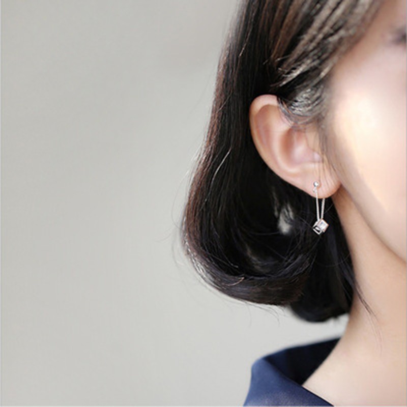 925 anting perak sterling anting-anting wanita dengan perhiasan fashion berlian