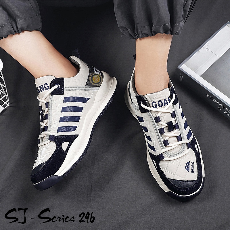 [JWALK] Sepatu Pria Sneakers Bertali Trendy untuk Hangout Kualitas Import Premium -296 PUTIH