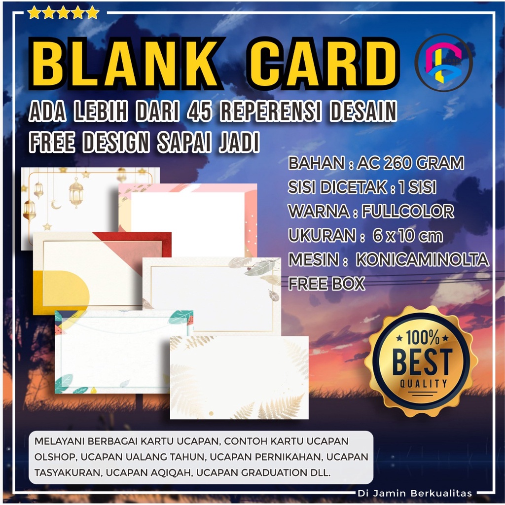 Jual Kartu Ucapan Kartu Nama Custom Greeting Card Blank Card Shopee Indonesia 6384