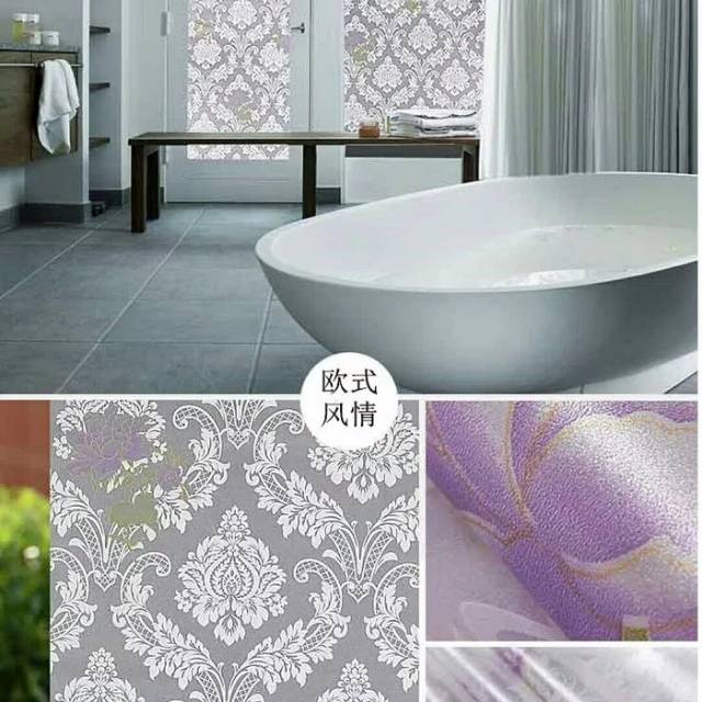 Sticker kaca sunblast kode SK0573 bunga ungu batik