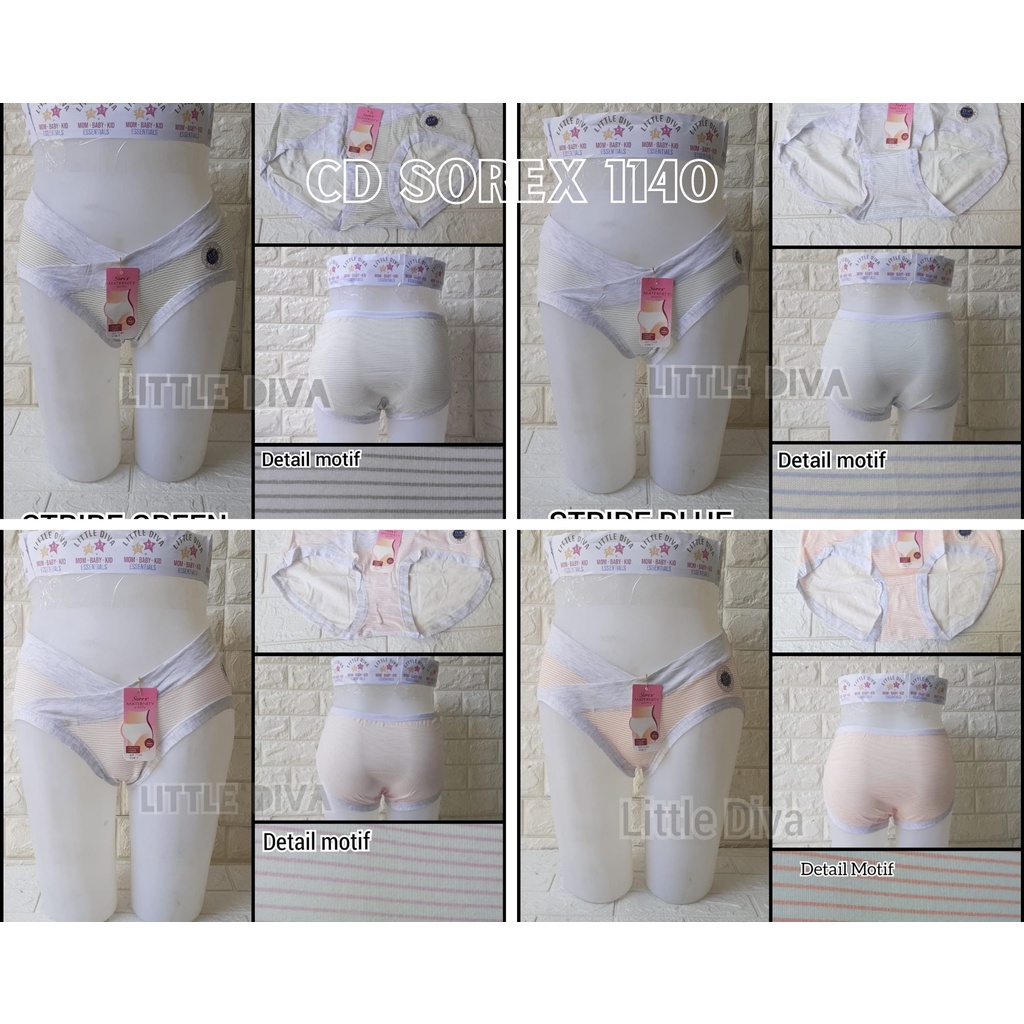 CD wanita HAMIL Sorex 1140 &amp; 1139 MATERNITY PANTY - Celana Dalam Ibu Hamil - Motif Strip Warna all Size