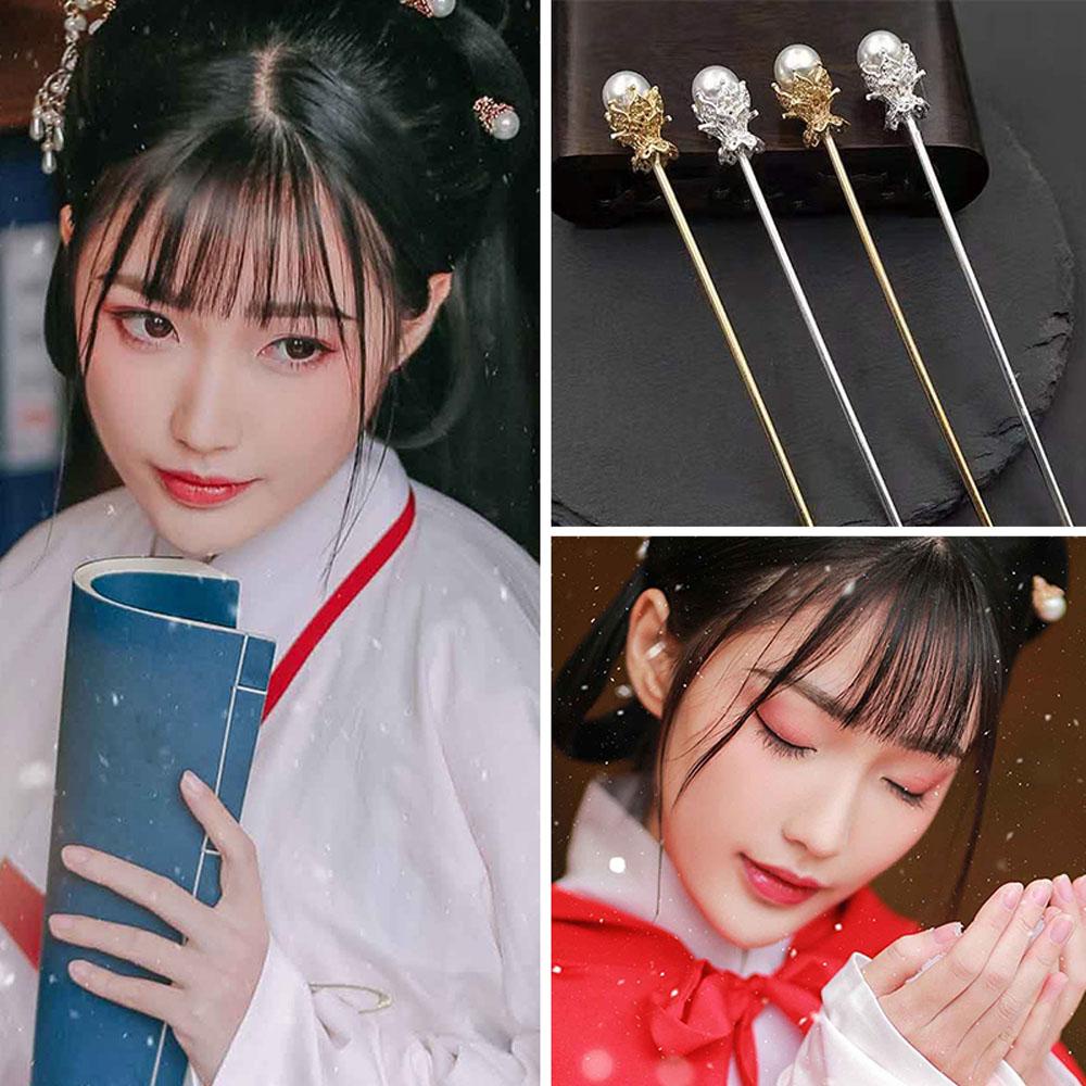 NEEDWAY Tusuk Rambut2021Fashion Baru Warna Emas Perak Metal Vintage Gaya Cina Hair Clip