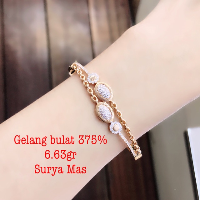 Gelang bulat emas asli 375%