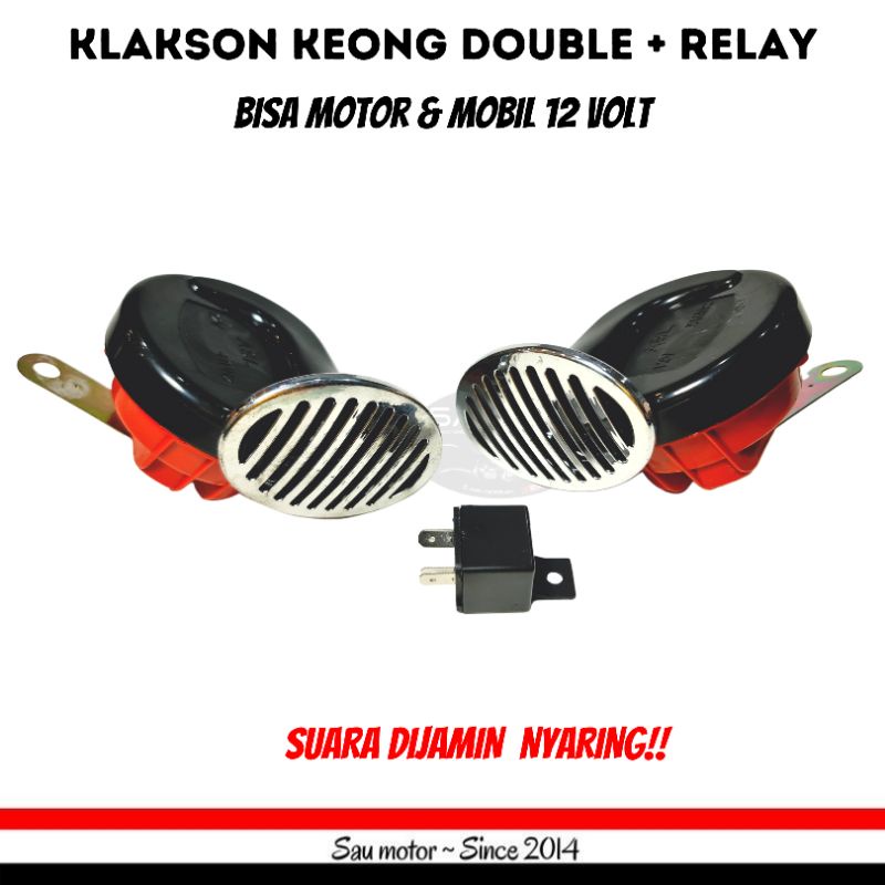 Jual Klakson keong dobel isi 2 klakson 1 relay klakson motor mobil 12V