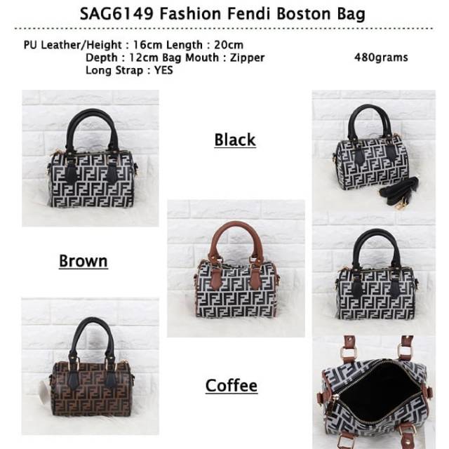 SAG6149. PROMO Fashion Fendi Boston Bag (tas tangan) Bahan PU Leather
