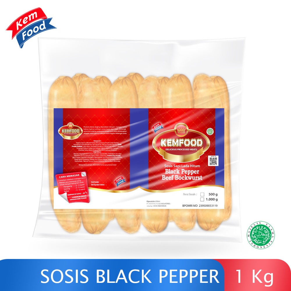 

Kemfood Sosis Sapi Black Pepper Beef Bockwurst - 1 Kg