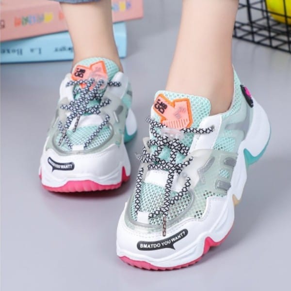 Qeede_Store RAINBOW Sepatu Casual Sneaker Non LED Korea Style Fashion Anak Size 26-37