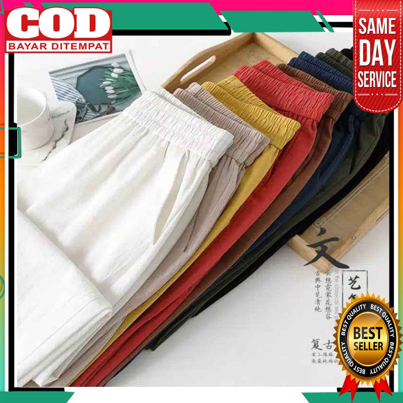 Celana Panjang Katun Polos Wanita / Celana Katun Pinggang Karet Premium / CELANA PANJANG SANTAI KASU