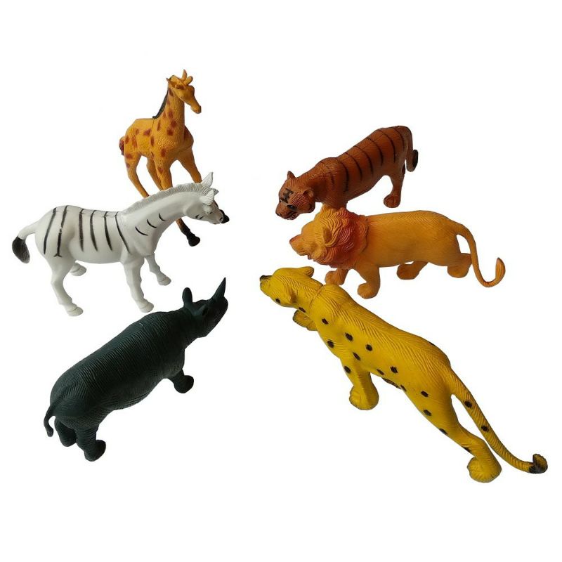 ~ PIYOSHI08 ~ Mainan Miniatur Binatang Karet Besar Wild Animal isi 6 pcs MA63