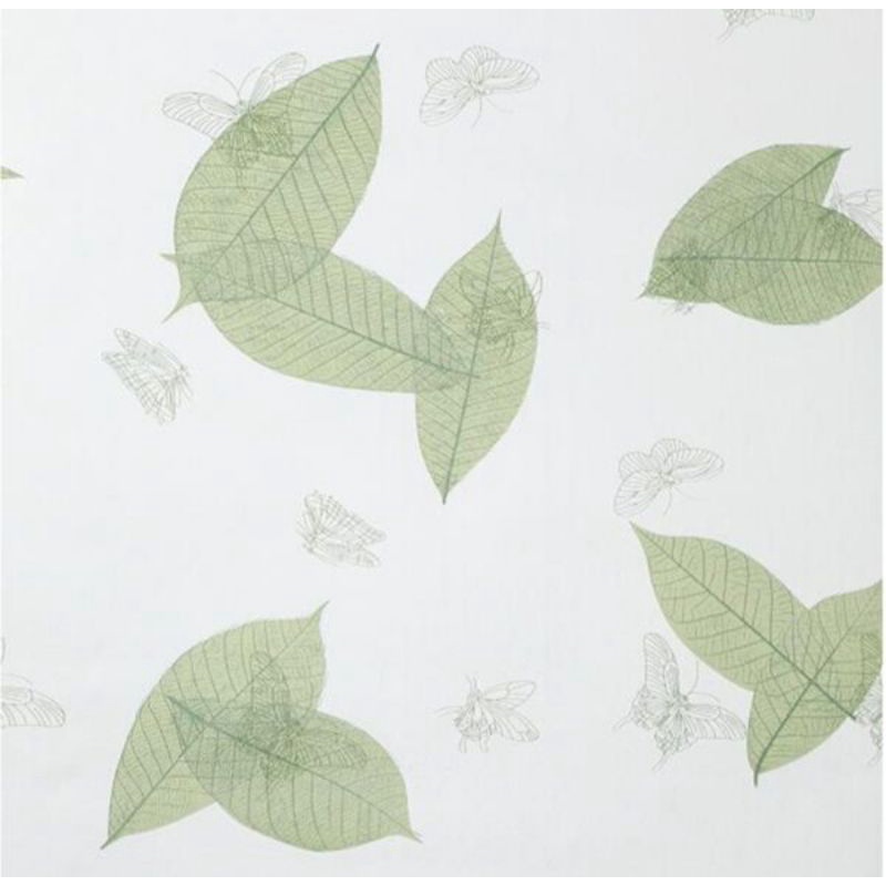 Wallpaper Sticker Dinding motif Daun Hijau warna Putih