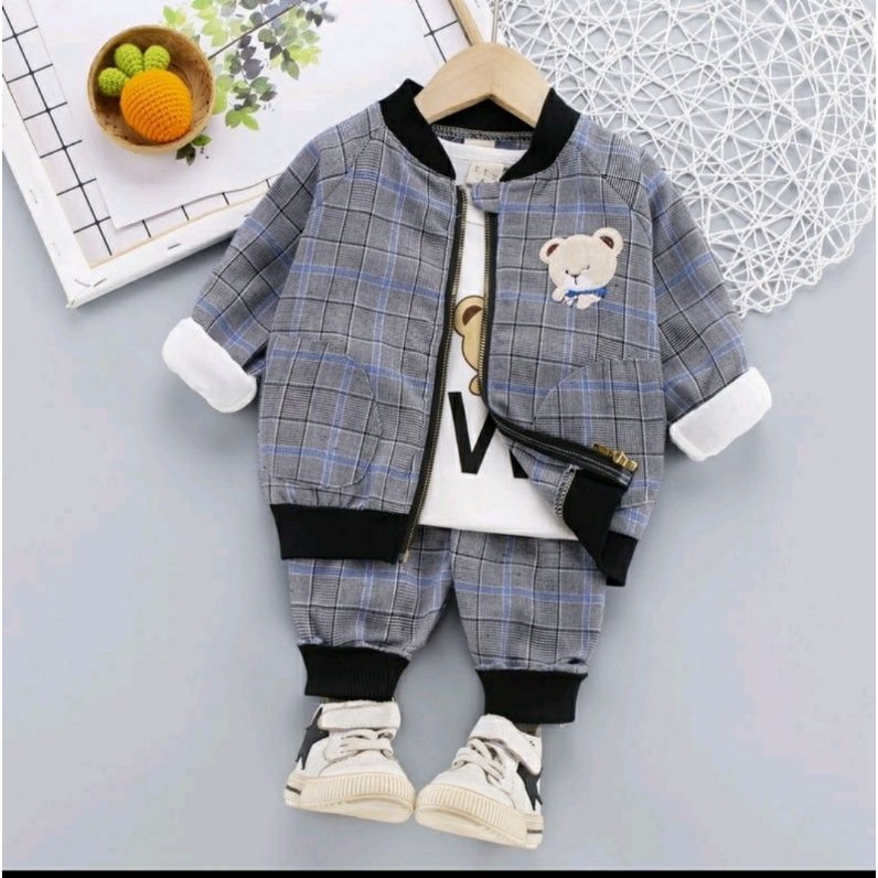setelan 3 in 1 anak 1th - 3th baju import anak laki laki