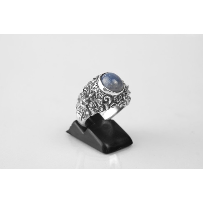 Cincin Perak Pria Motif rangda Kyanite blue sapphire australia silver