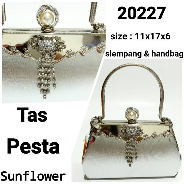 Tas pesta hand bags wanita sunflowe silver 20227 murah dan terbaru