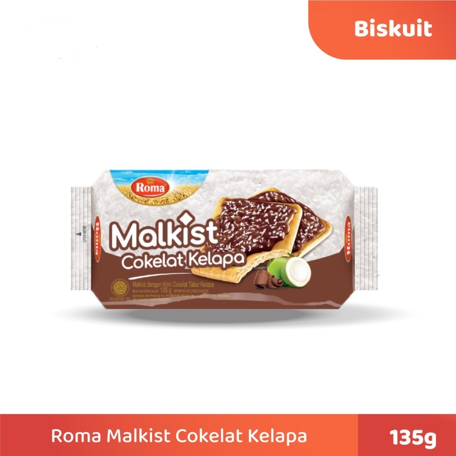 BISKUIT ROMA MALKIST COKELAT KELAPA 135 GR