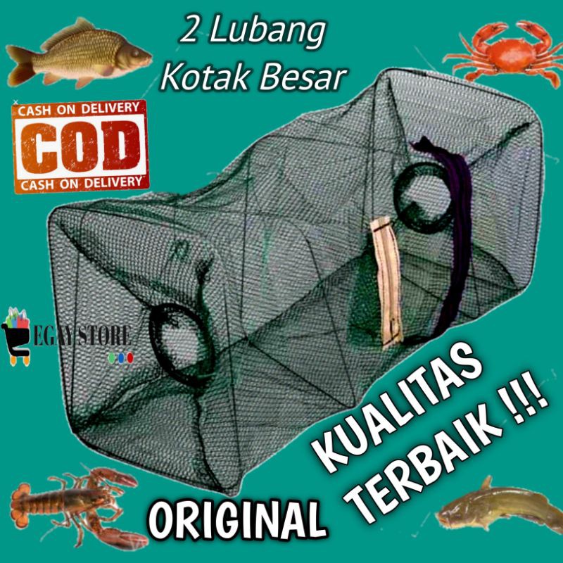 JARING PERANGKAP IKAN UDANG LOBSTER KEPITING BUBU JALA  JEBAKAN OTOMATIS 2 LUBANG MURAH TERLARIS