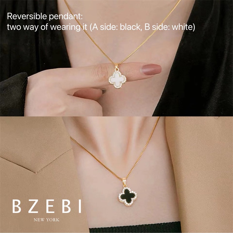 Bzebi Kalung Rantai Titanium Steel Lapis Emas 18k Dengan Liontin Berlian Imitasi Untuk Wanita 1057n